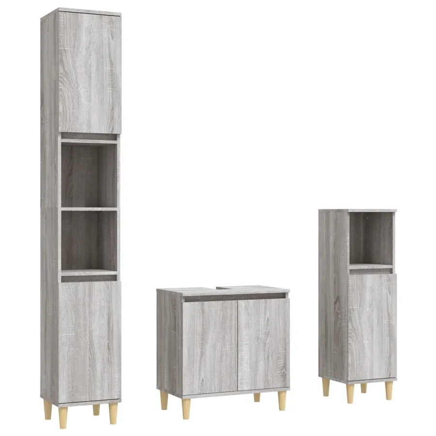 Ensemble de meubles de salle de bain 3 pcs Sonoma gris - 2