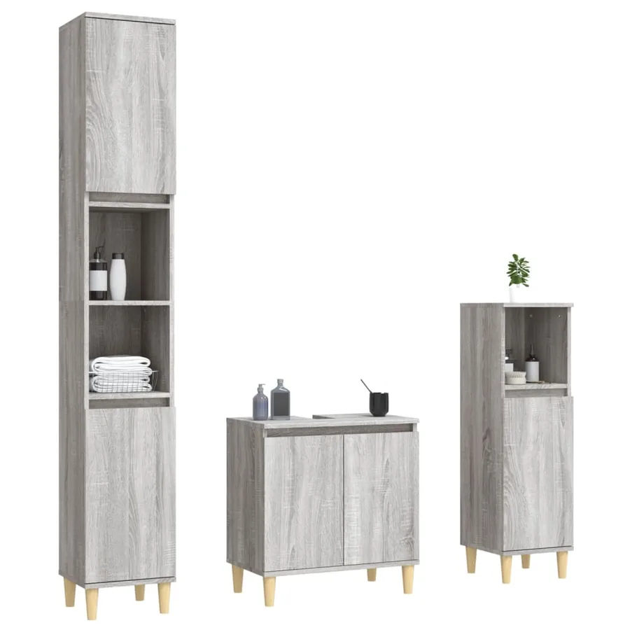 Ensemble de meubles de salle de bain 3 pcs Sonoma gris - 4