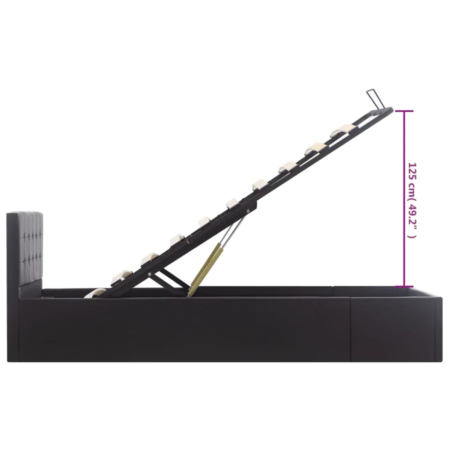 Cadre de lit à rangement hydraulique Noir Similicuir 100x200 cm - 11