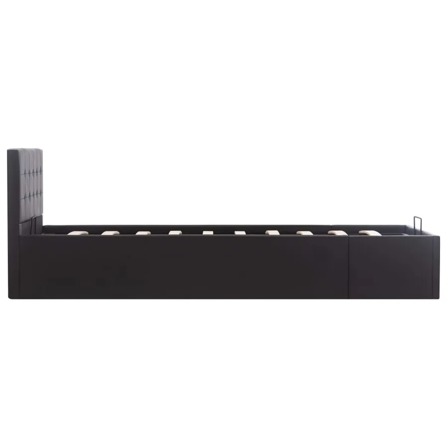 Cadre de lit à rangement hydraulique Noir Similicuir 100x200 cm - 5