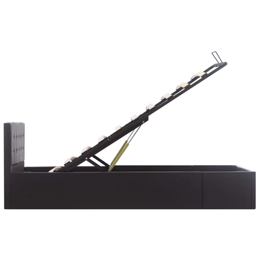 Cadre de lit à rangement hydraulique Noir Similicuir 100x200 cm - 6