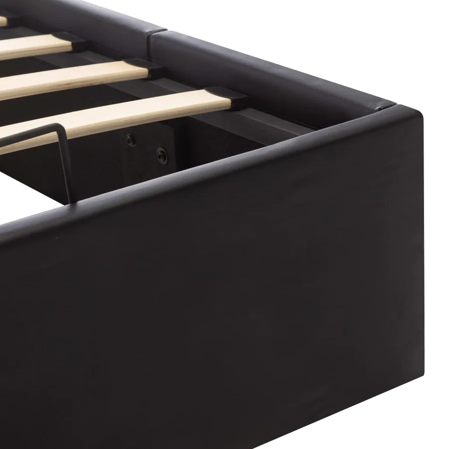 Cadre de lit à rangement hydraulique Noir Similicuir 100x200 cm - 9