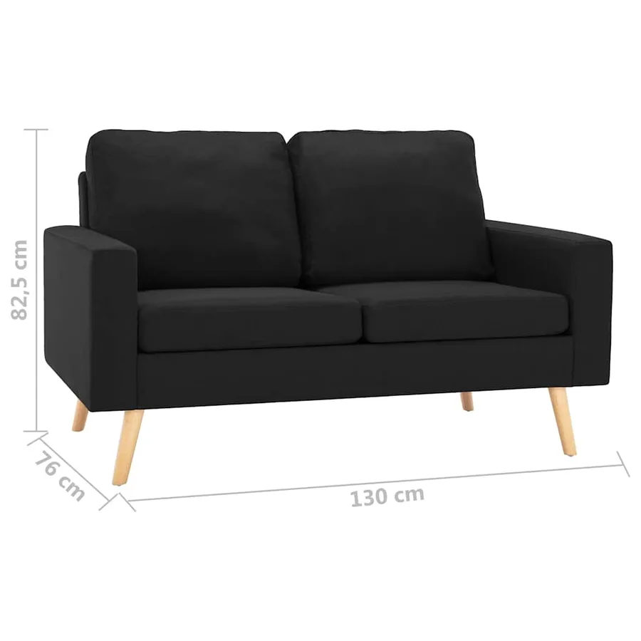 Ensemble de canapés 2 pcs Tissu Noir - 10