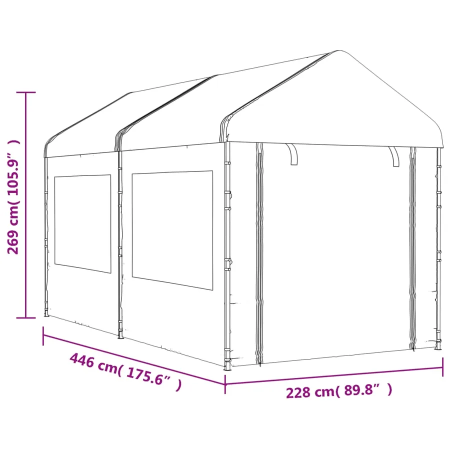 Belvédère avec toit blanc 4,46x2,28x2,69 m polyéthylène - 7