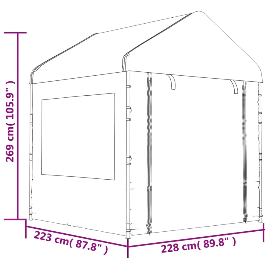 Belvédère avec toit blanc 4,46x2,28x2,69 m polyéthylène - 8