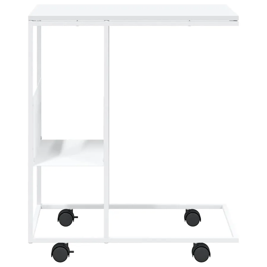 Table d'appoint avec roues blanc 55x36x63,5cm bois d'ingénierie - 4