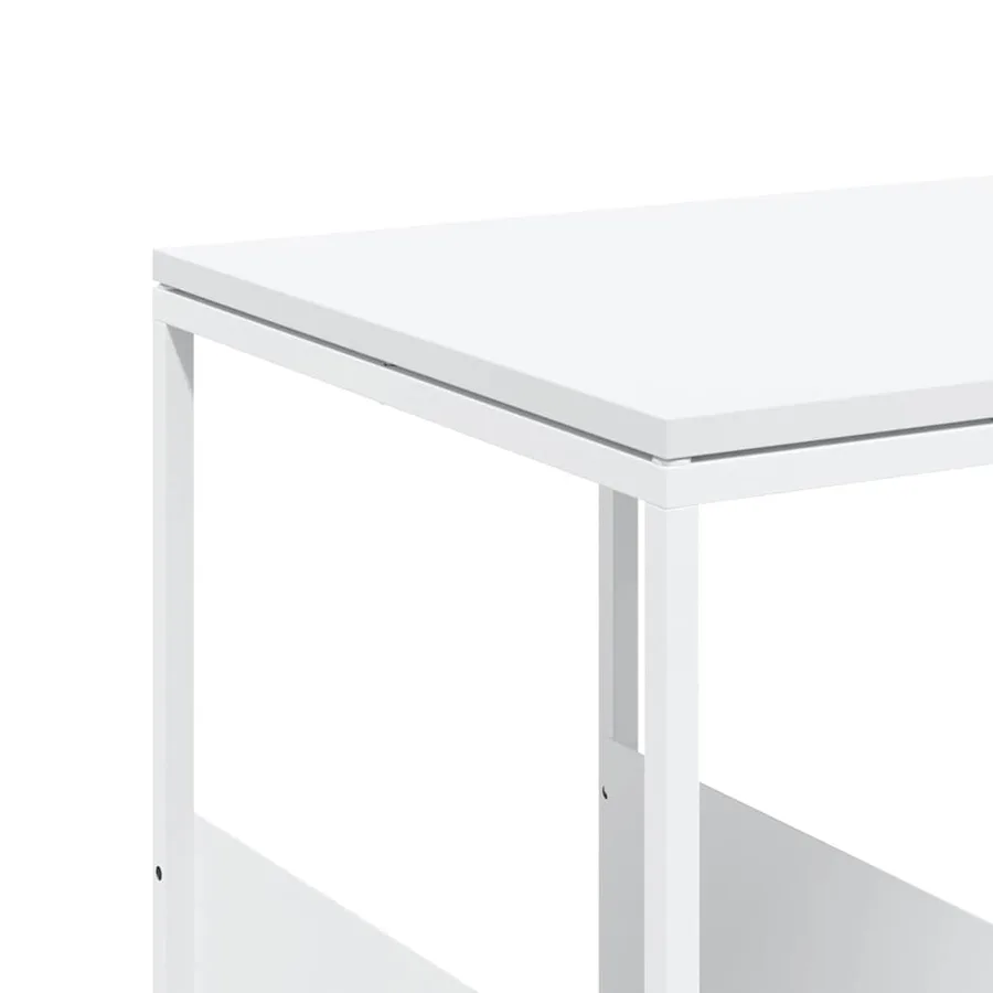 Table d'appoint avec roues blanc 55x36x63,5cm bois d'ingénierie - 7