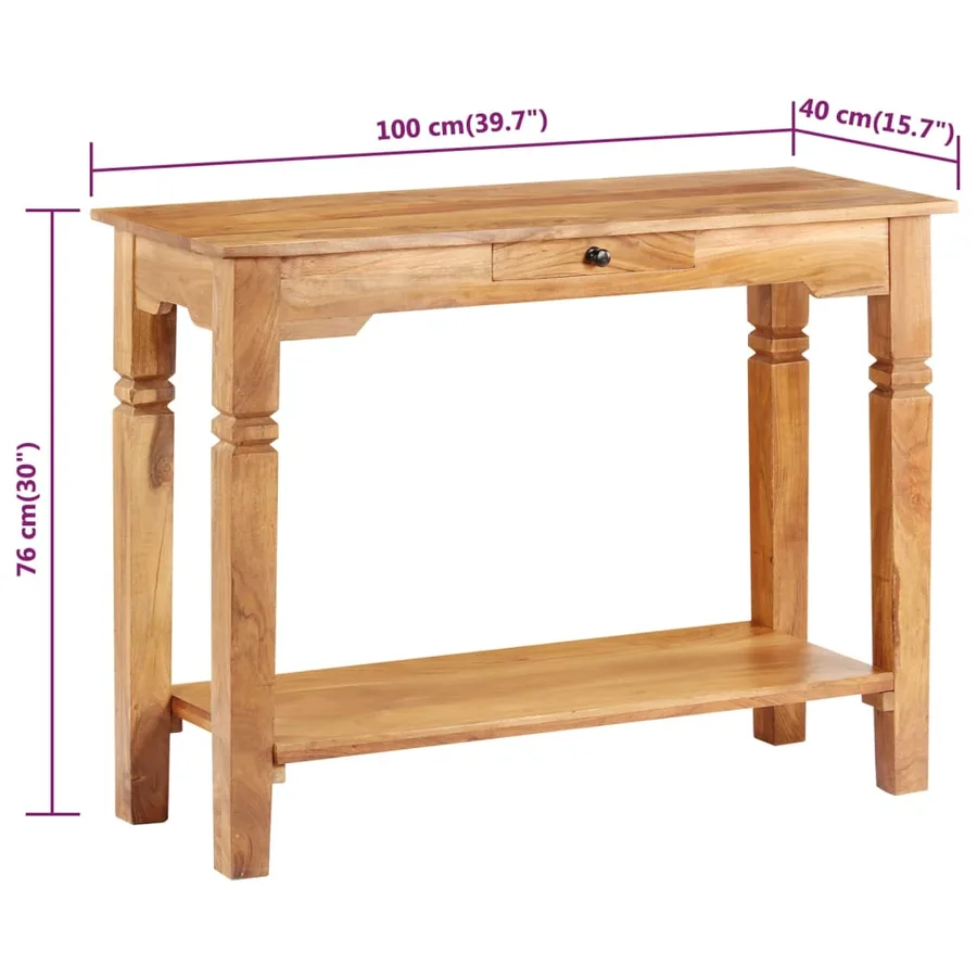 Table console 100x40x76 cm Bois d'acacia massif - 8