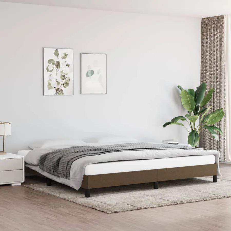 Cadre de lit sans matelas marron foncé 200x200 cm tissu