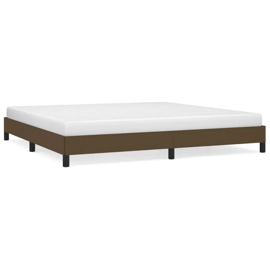 Cadre de lit sans matelas marron foncé 200x200 cm tissu - 2