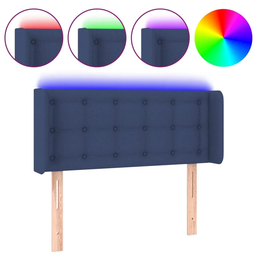 Tête de lit à LED Bleu 93x16x78/88 cm Tissu - 2