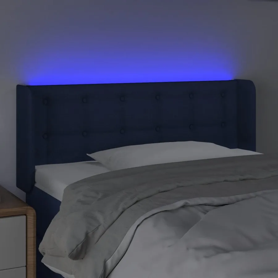 Tête de lit à LED Bleu 93x16x78/88 cm Tissu - 4