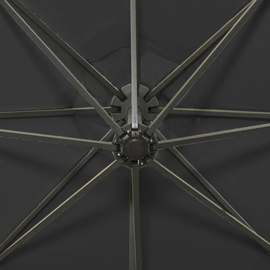 Parasol de jardin en porte-à-faux et mât et lumières LED noir - 8