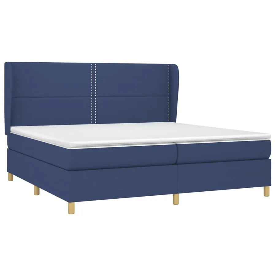 Sommier à lattes de lit avec matelas Bleu 200x200 cm Tissu - 3