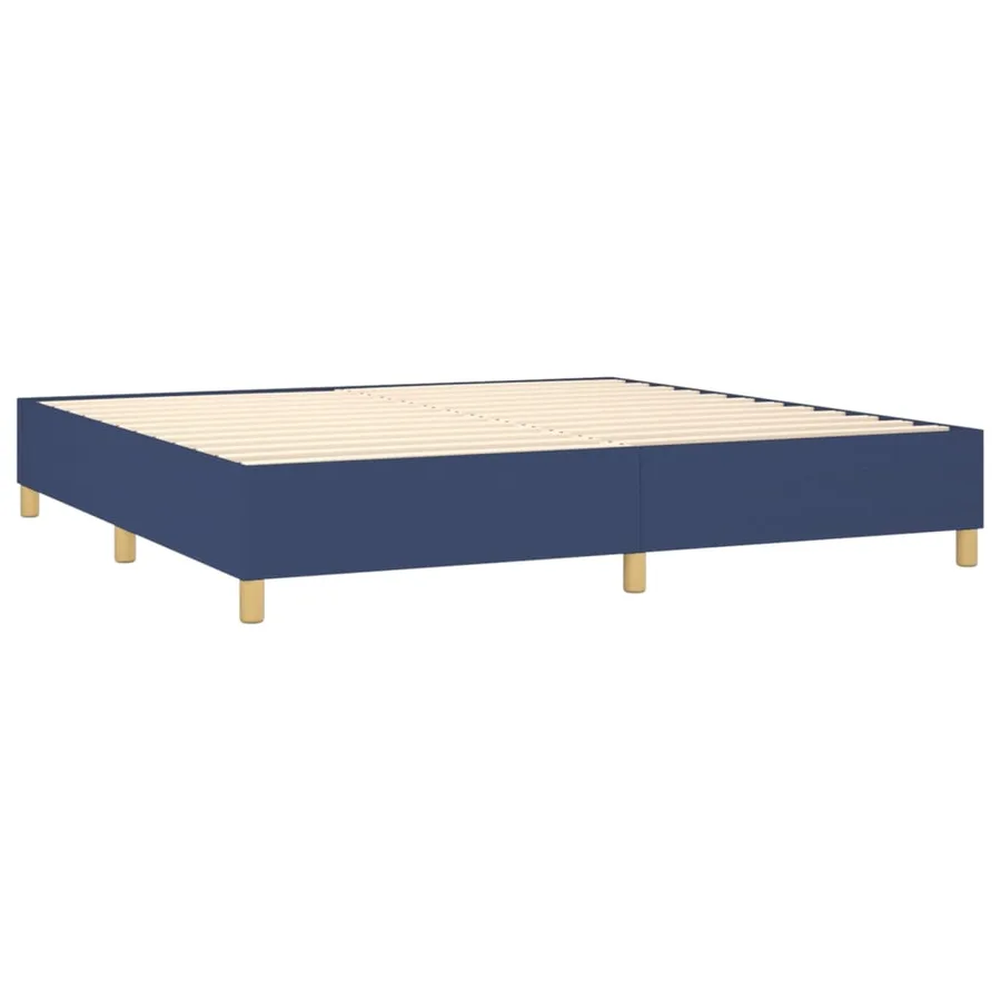 Sommier à lattes de lit avec matelas Bleu 200x200 cm Tissu - 4
