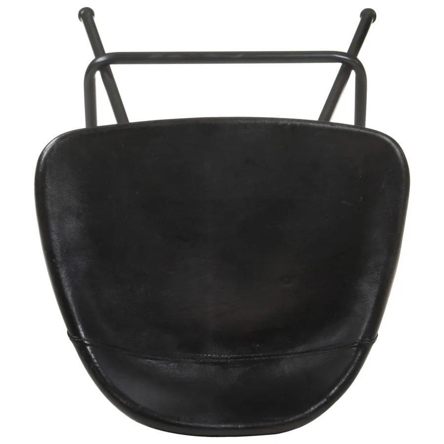 Tabourets de bar lot de 4 noir cuir véritable - 7