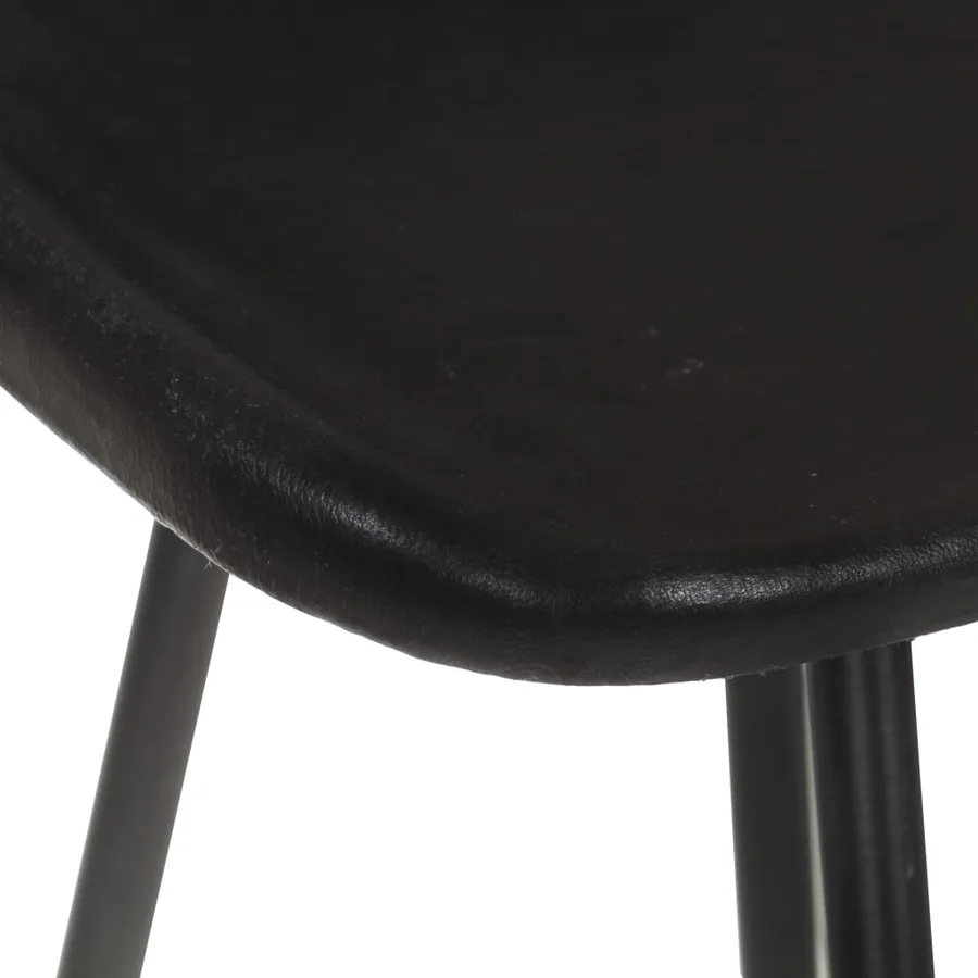Tabourets de bar lot de 4 noir cuir véritable - 8