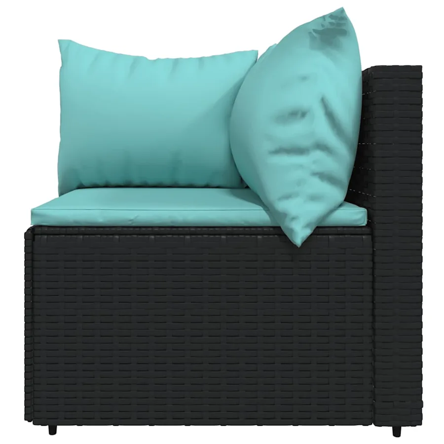 Salon de jardin 4 pcs avec coussins Noir Résine tressée - 7