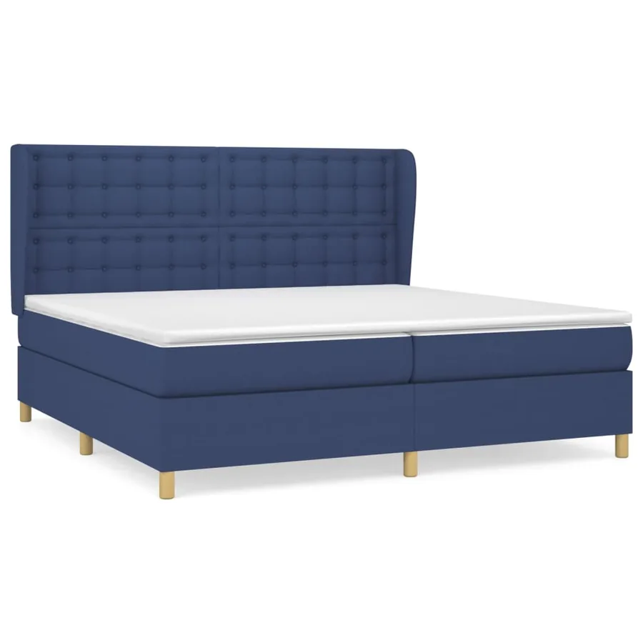 Sommier à lattes de lit avec matelas Bleu 200x200 cm Tissu - 2