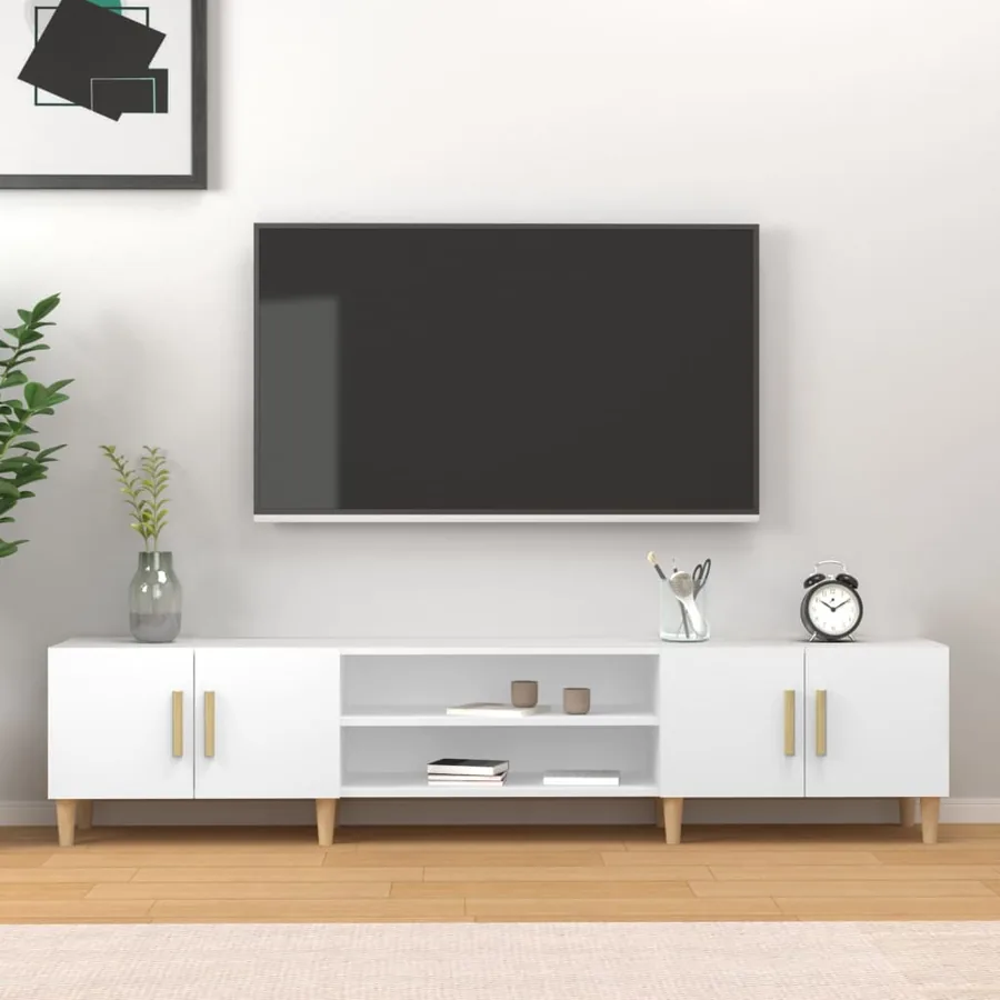 Meuble TV Blanc 180x31,5x40 cm Bois d'ingénierie