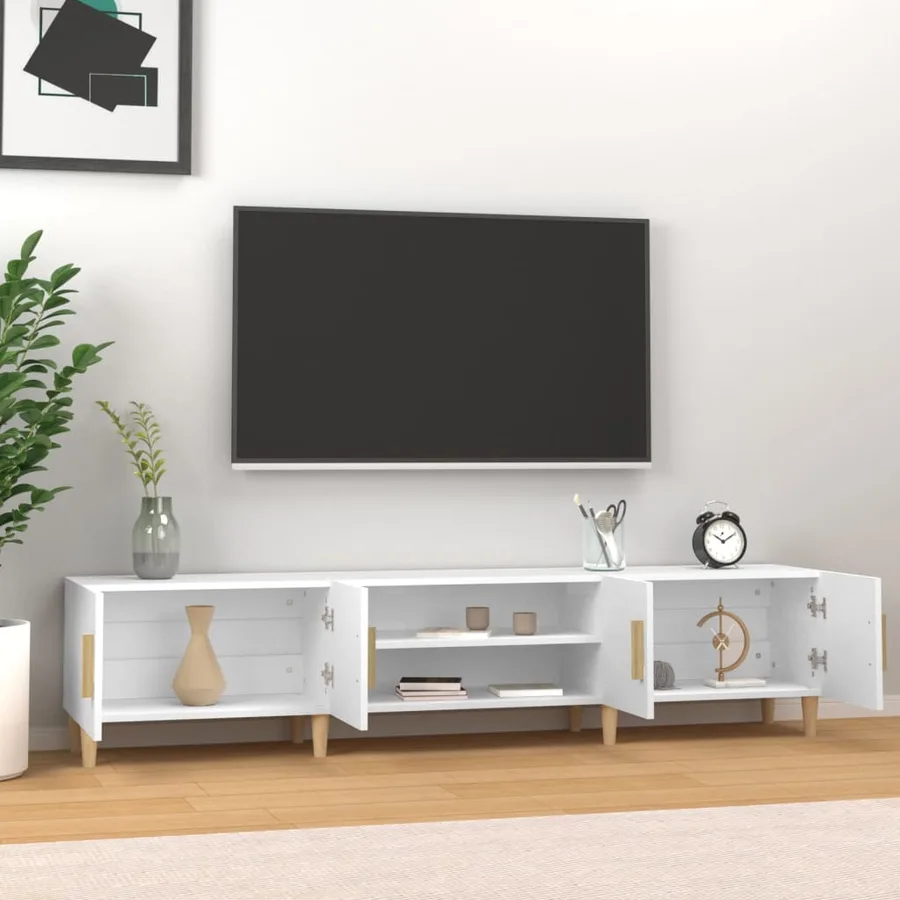 Meuble TV Blanc 180x31,5x40 cm Bois d'ingénierie - 3