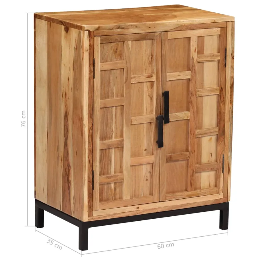 Buffet Bois d'acacia solide 60x35x76 cm Marron - 10