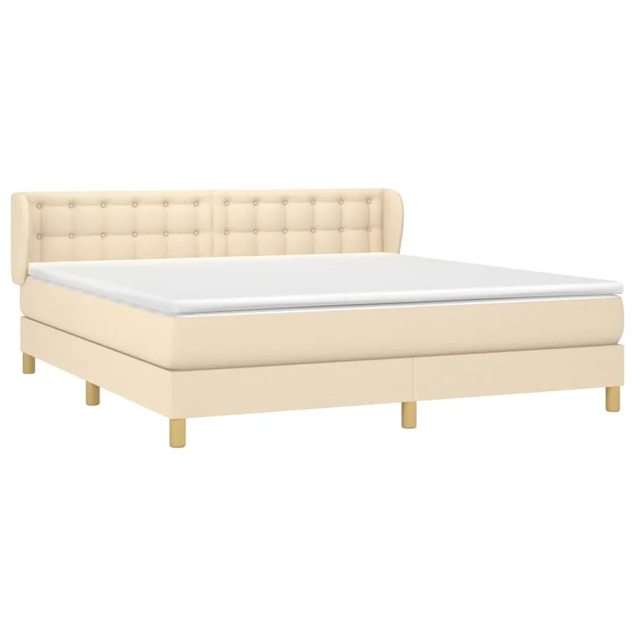 Sommier à lattes de lit avec matelas Crème 180x200 cm Tissu - 3
