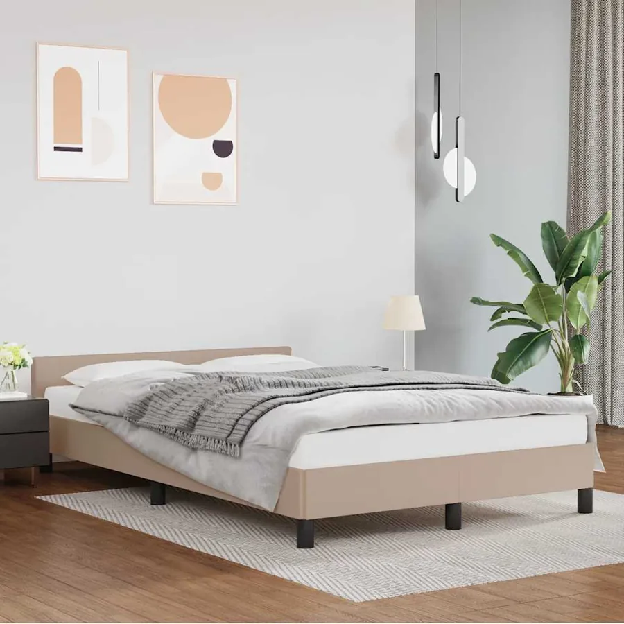 Cadre de lit avec tête de lit sans matelas cappuccino 140x190cm