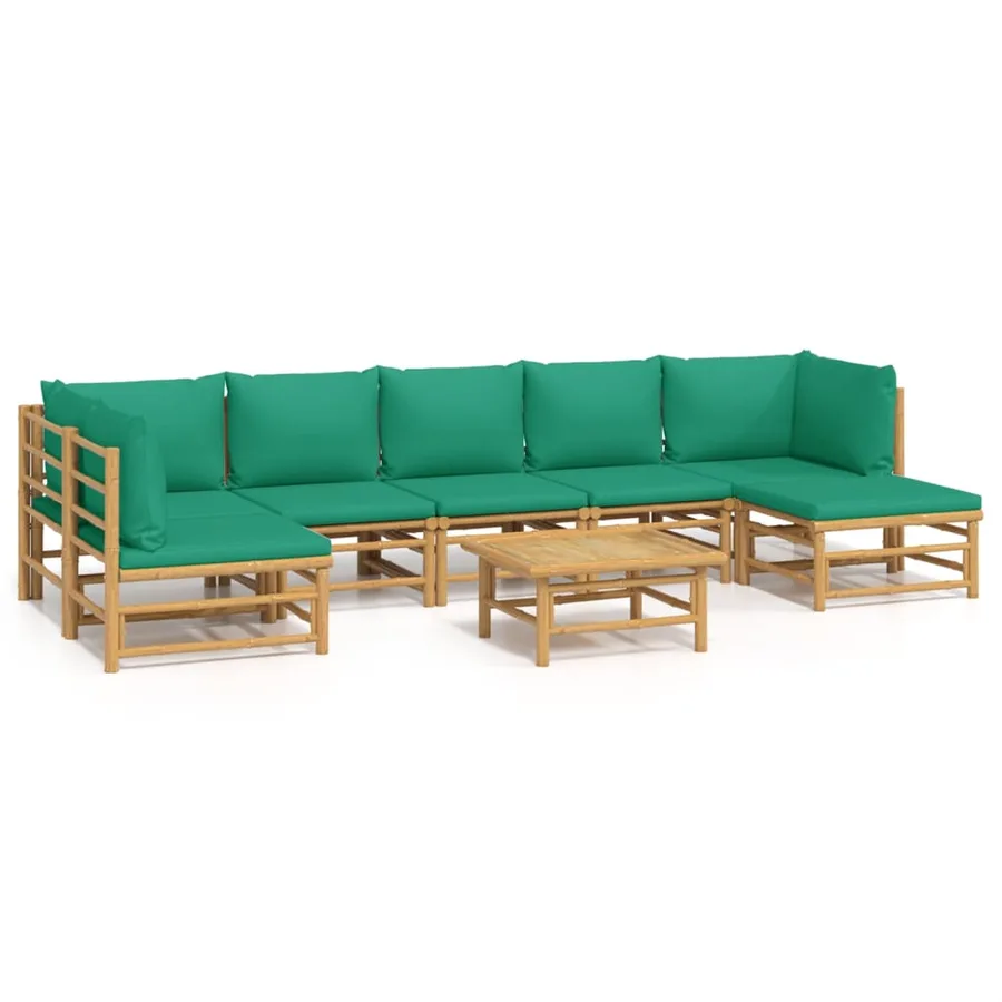 Salon de jardin 8 pcs avec coussins vert bambou - 2