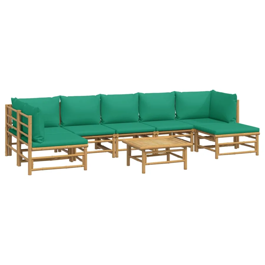 Salon de jardin 8 pcs avec coussins vert bambou - 3