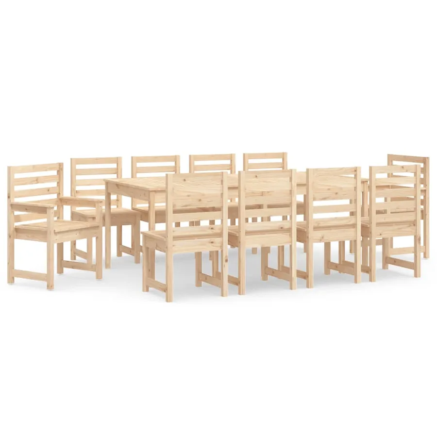 Ensemble à manger de jardin 11 pcs bois massif de pin - 2