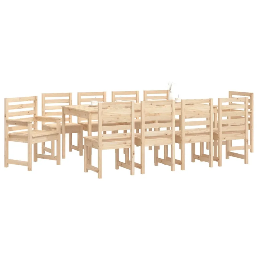 Ensemble à manger de jardin 11 pcs bois massif de pin - 4