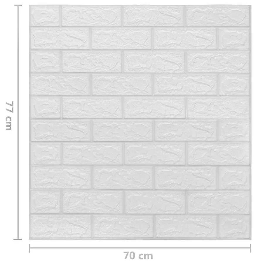 Papier peint 3D autoadhésif Briques 10 pcs Blanc - 7