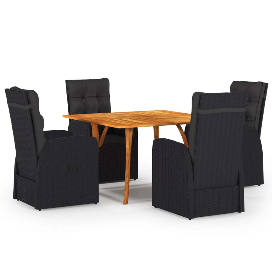Ensemble à manger de jardin 5 pcs Noir
