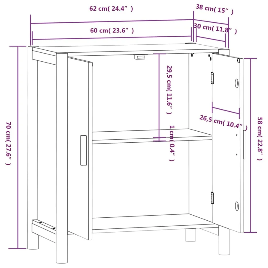 Buffet Blanc 62x38x70 cm Bois d'ingénierie - 9