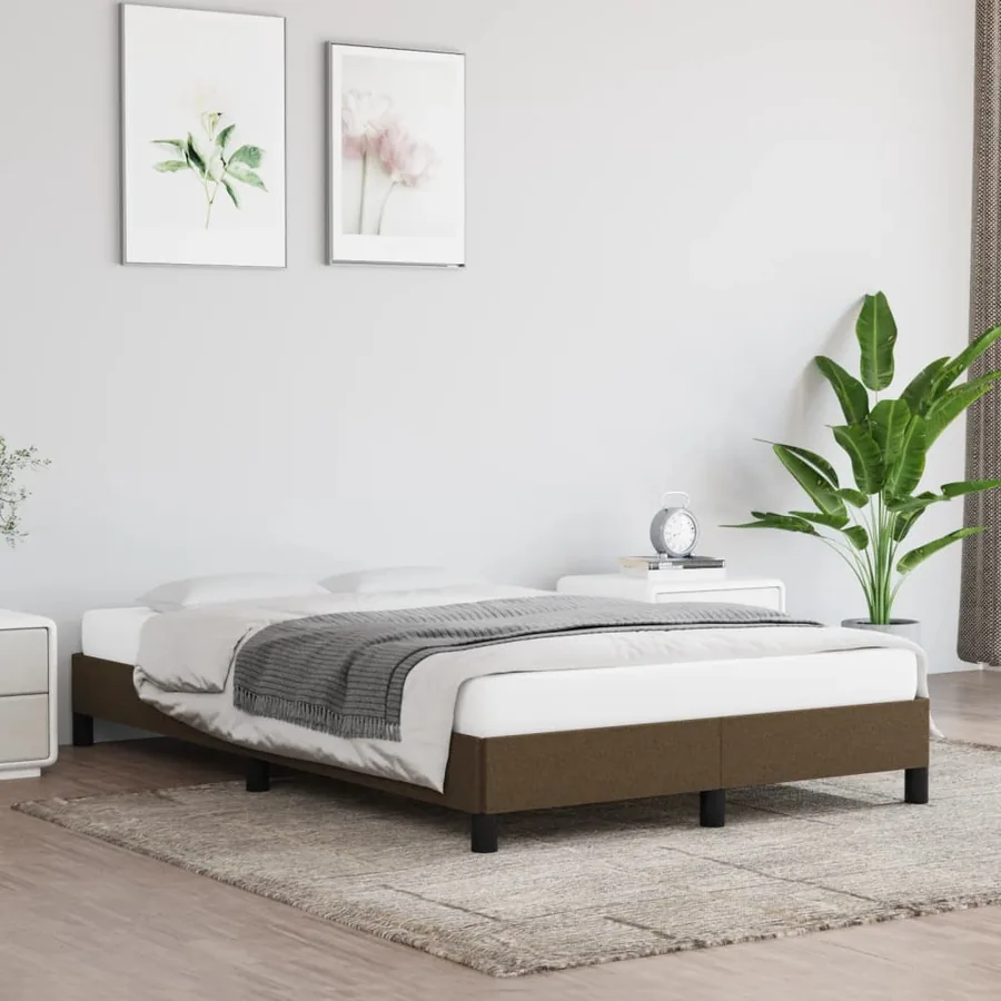 Cadre de lit sans matelas marron foncé 120x200 cm tissu