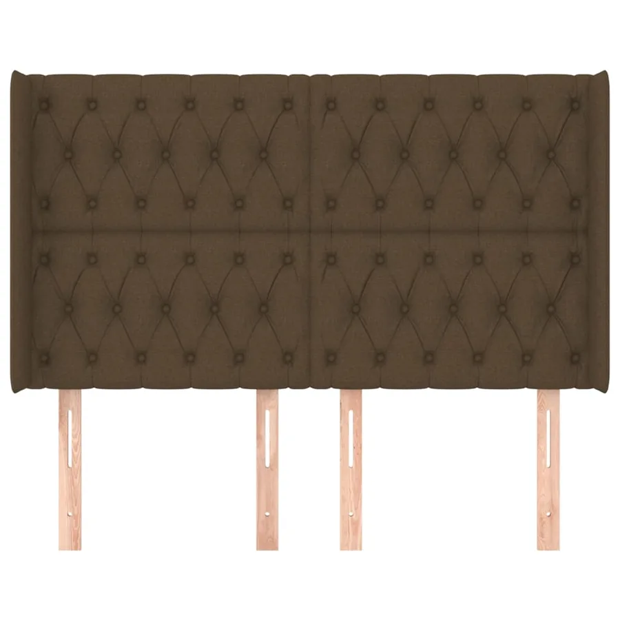 Tête de lit avec oreilles Marron foncé 147x16x118/128 cm Tissu - 3