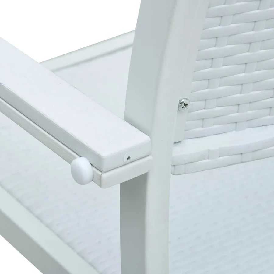 Chaises de jardin lot de 4 Blanc Plastique Aspect de rotin - 8