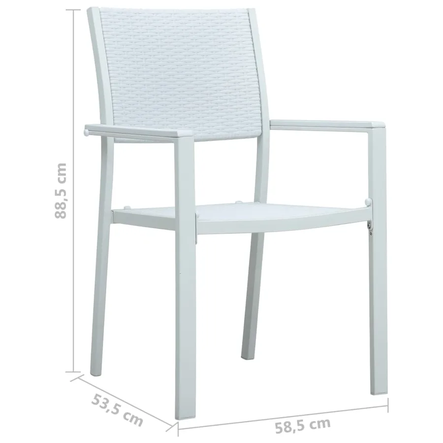 Chaises de jardin lot de 4 Blanc Plastique Aspect de rotin - 9