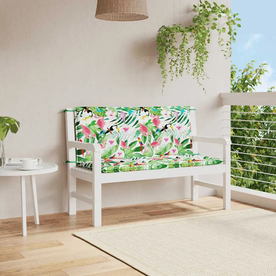 Coussins de banc de jardin lot de 2 multicolore 120x50x7 cm