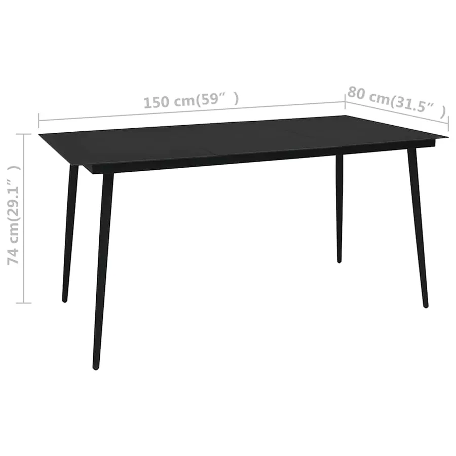 Ensemble à manger d'extérieur 5 pcs Rotin PVC Noir - 12