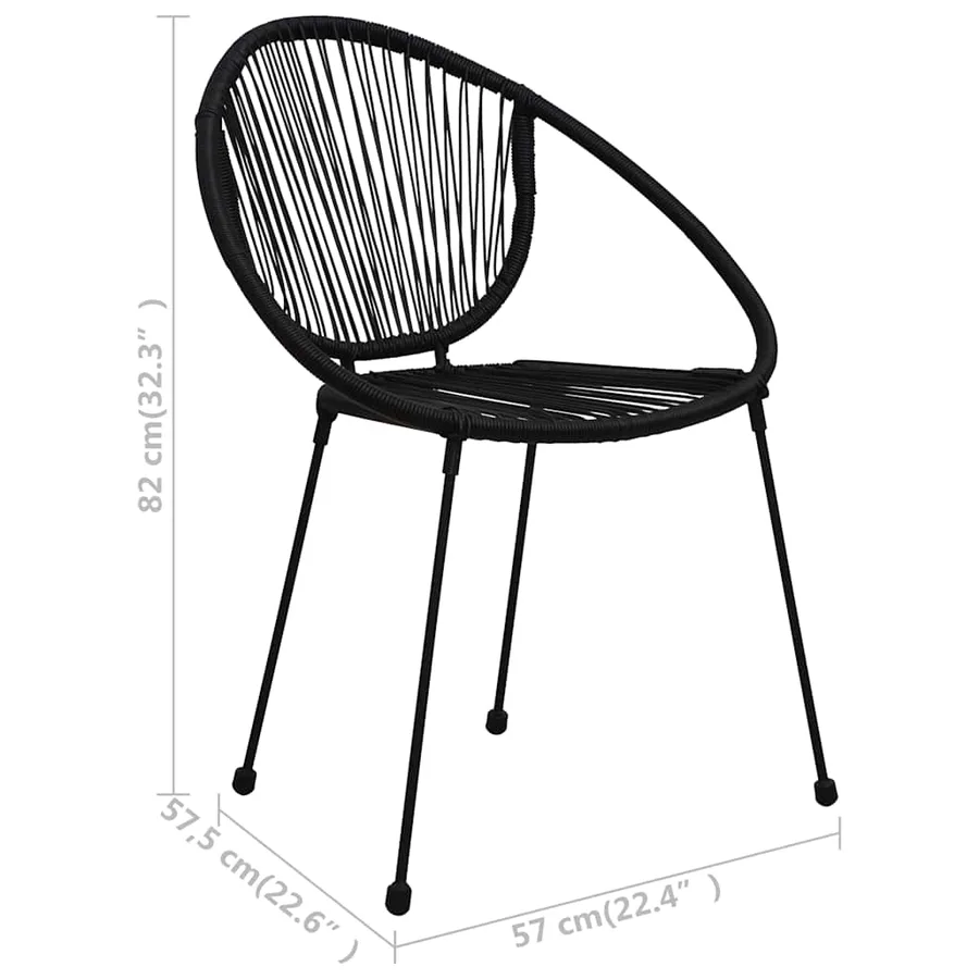 Ensemble à manger d'extérieur 5 pcs Rotin PVC Noir - 13