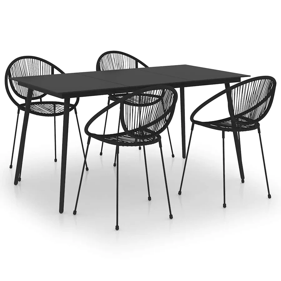 Ensemble à manger d'extérieur 5 pcs Rotin PVC Noir - 2