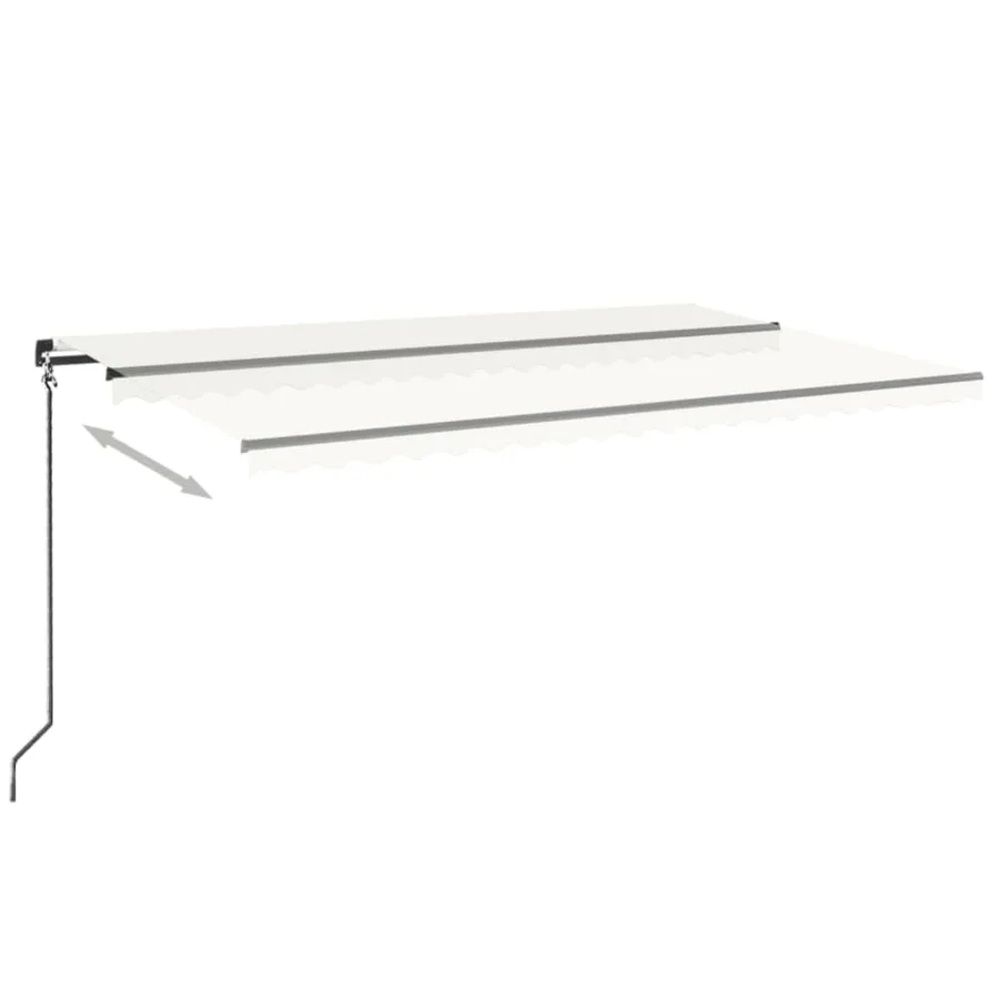 Auvent manuel rétractable avec LED 500x350 cm Crème - 3