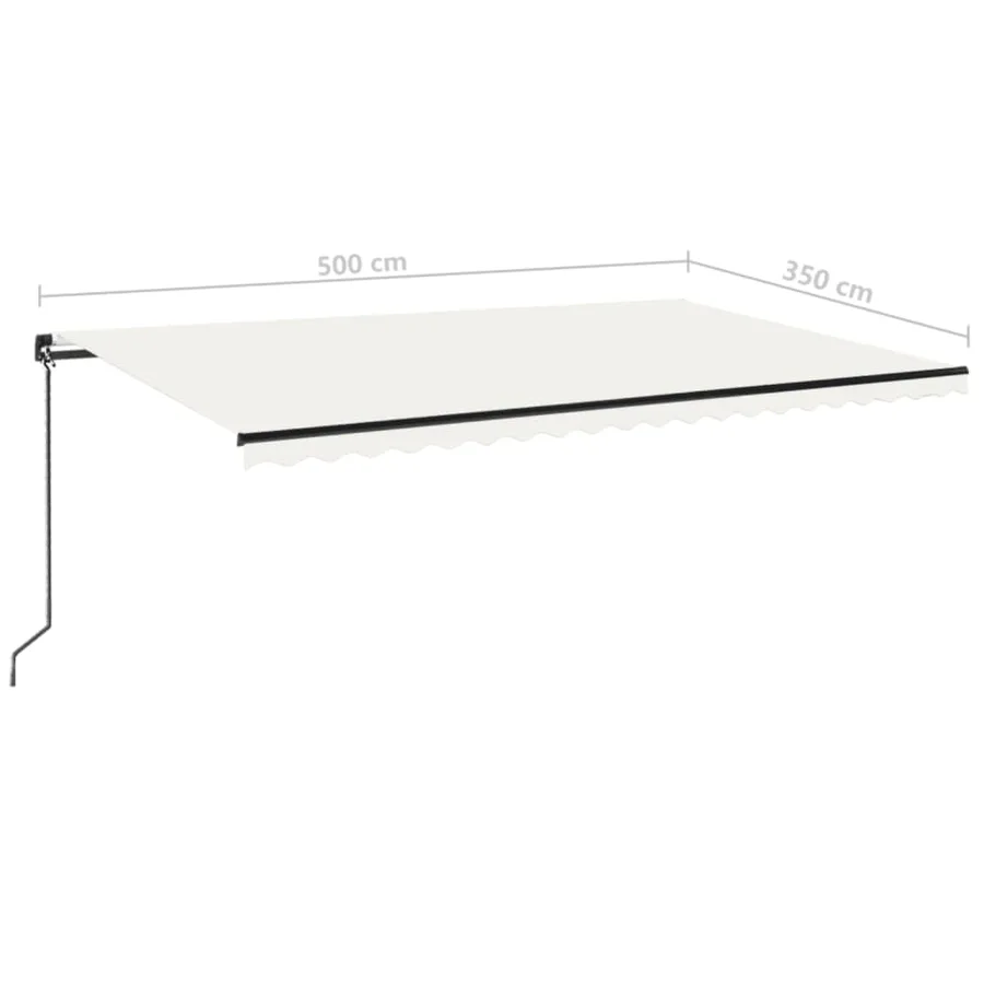 Auvent manuel rétractable avec LED 500x350 cm Crème - 7