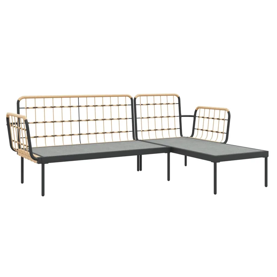 Salon de jardin 3 pcs avec coussins beiges résine tressée - 6