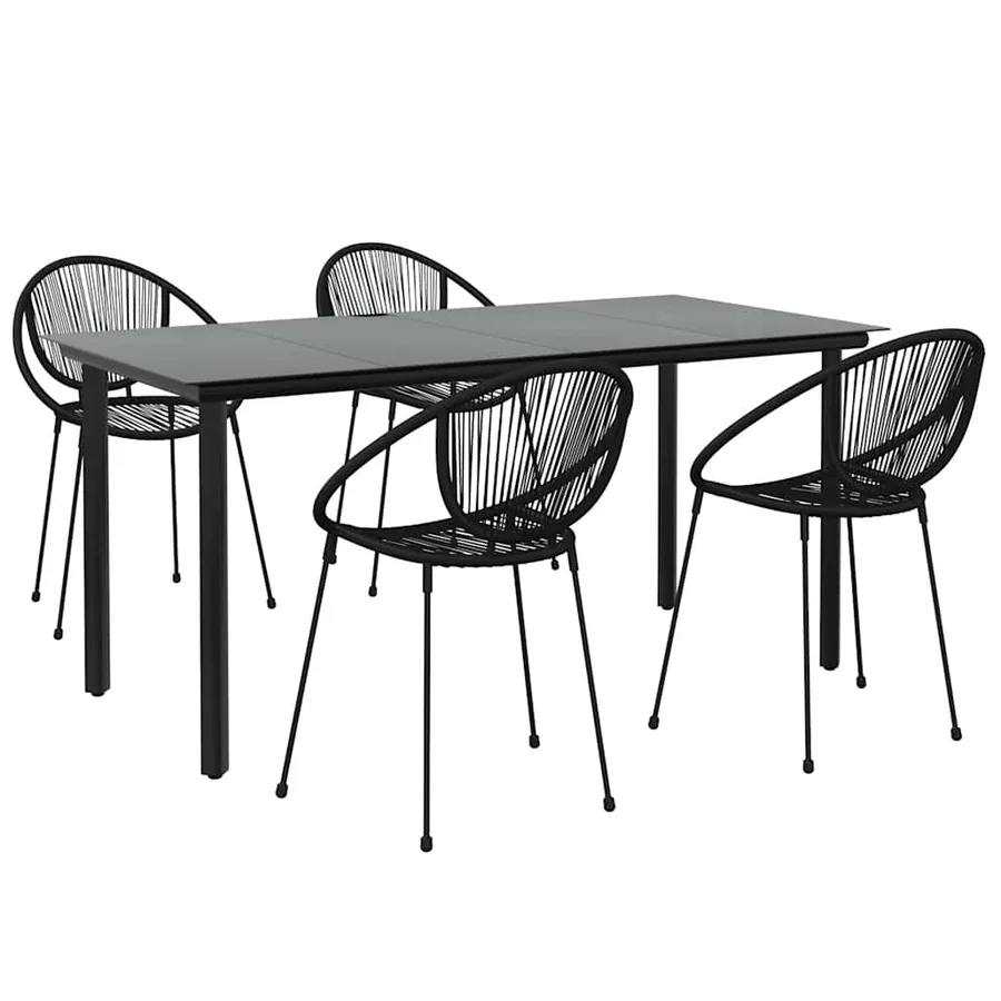 Ensemble à manger de jardin 5 pcs Noir Rotin PVC - 3