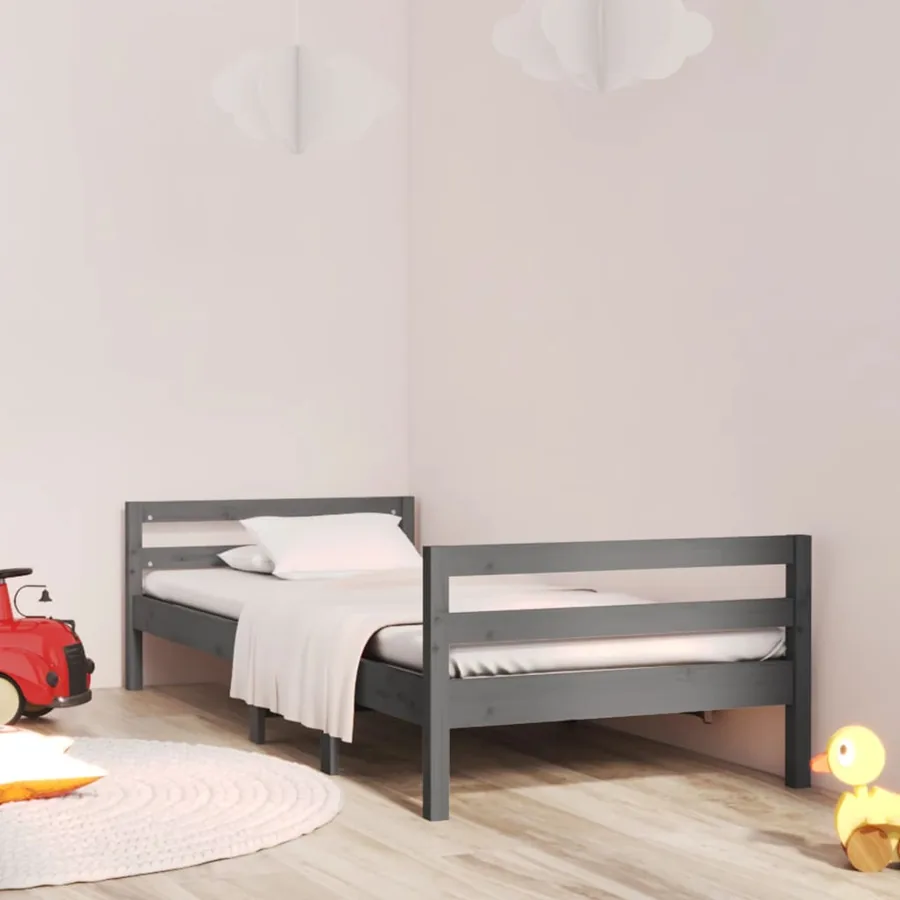 Cadre de lit sans matelas gris 75x190 cm bois de pin massif