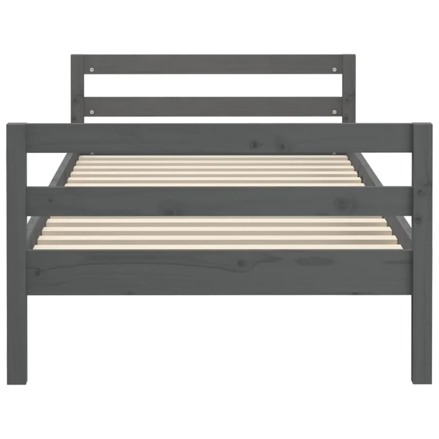 Cadre de lit sans matelas gris 75x190 cm bois de pin massif - 5
