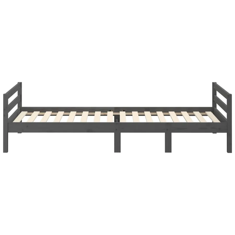 Cadre de lit sans matelas gris 75x190 cm bois de pin massif - 6